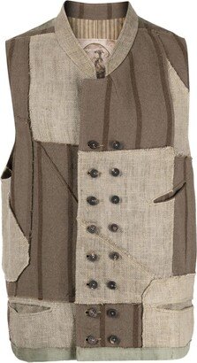 Panelled-Design Collarless Waistcoat