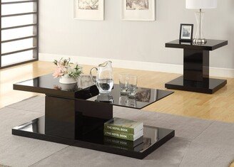 HOMES: Inside + Out ioHOMES Melia High Gloss 2 Piece Coffee and End Table Set