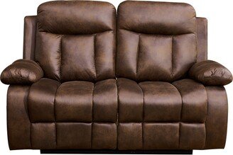 Betsy Furniture Microfiber Manual Rclining 2-seat Loveseat in Brown 8028