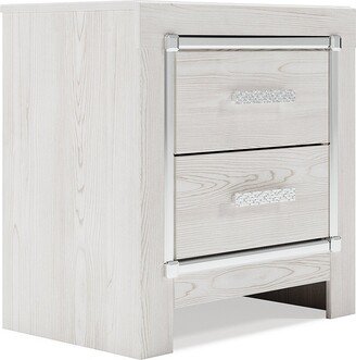 Altyra Glam White Mosaic Chrome Accent 2-drawer Nightstand with Wireless Charging