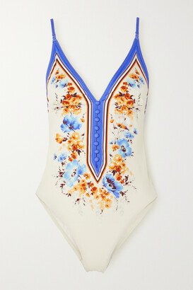 Halcyon Floral-print Swimsuit - Cream