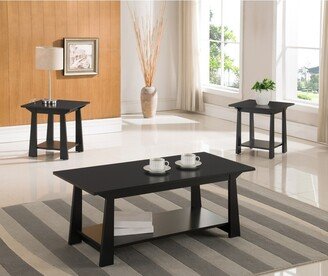 K and B Furniture Co Inc Black Wood 3-piece Occasional Table Set