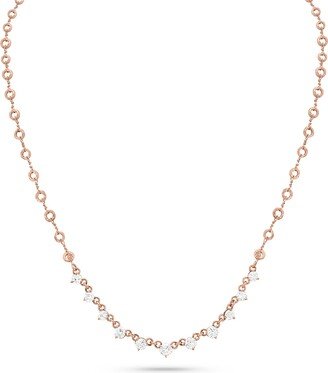 Rose Gold Graduated White Diamond Bezel Choker