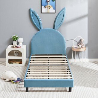 Wooden Cute Rabbit Twin Platform Bed Frame, Kid's Bed Frame