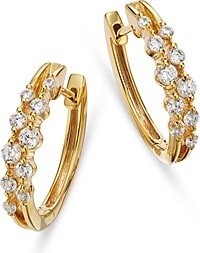 Diamond Double Row Small Hoop Earrings in 14K Yellow Gold, 0.50 ct. t.w. - 100% Exclusive