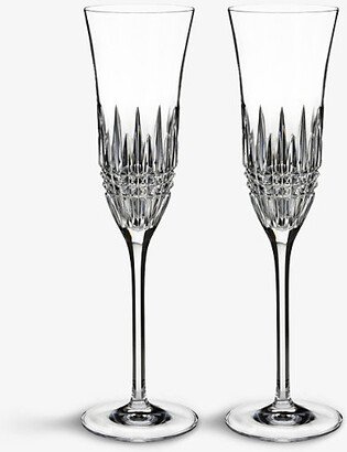 Lismore Diamond Essence Crystal Champagne Flutes set of two