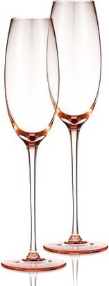 Berkware Set of 2 Elegant Sparkling Colored Champagne Flutes - 7.3oz (Rose Pink)