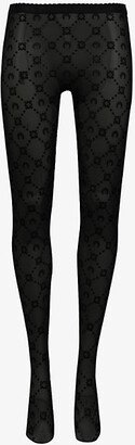 arine Serre Womens Black oon-print Flocked Stretch-nylon Tights