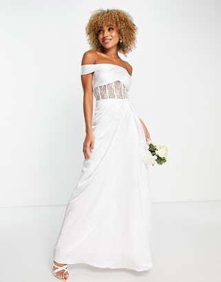 Yaura Bridal cowl front corset maxi dress in ivory