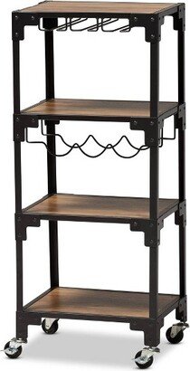 4 Tier Victor Wood and Metal Mobile Wine Cart Walnut/Black