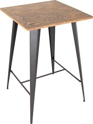 41 Oregon Industrial Bar Height Pub Table Matte Gray Metal with Medium Brown Wood Top