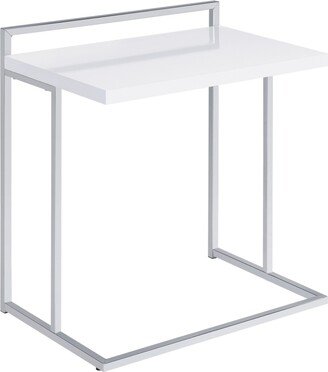 Rectangular Snack Table with Metal Base - White High Gloss, Chrome