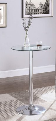 Home Furnishings Modern Game Room Round Pub Height Bar Table Tempered Glass Top Chrome Base