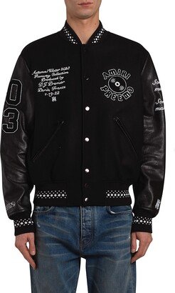 Wool-Blend Patch Varsity Bomber Jacket