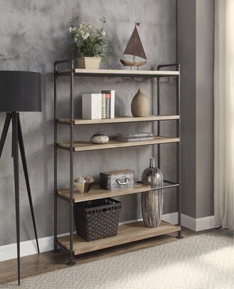 IGEMAN Brantley Bookshelf w/5 Shelves in Oak & Sandy Black Finish