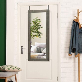 EPOWP Over The Door Mirror Full Length Door Mirror with Wood Frame Hanging Over Door or Leaning Against Wall or Mounted