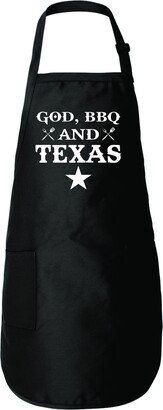 God Bbq & Texas 2nd Amendment Patriotic Funny Full-Length Apron With Pockets