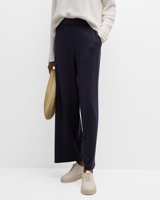 Cropped Jersey Knit Straight-Leg Pants