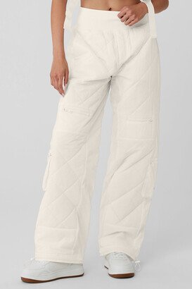 High-Waist Snowrider Puffer Pants in Ivory White, Size: 2XS