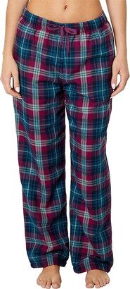 Flannel Lounge Pants Lined Plaid (Dark Mulberry Plaid) Women's Clothing