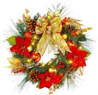 Fashionwu 24 Prelit Christmas Wreath with Lights