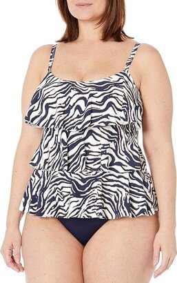 BEACH HOUSE Wild Tiger Jane Ruffle Tiered Tankini (Admiral) Women's Swimwear