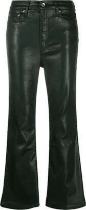 Faux Leather Flared Trousers