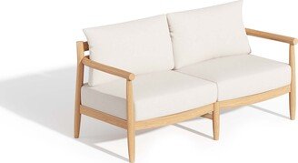 Lido Loveseat - Teak - Bliss Linen Cushion Set