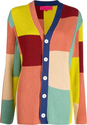 Geometric-Pattern Ribbed Cardigan