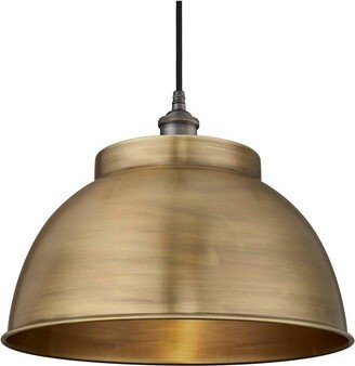 Industville Brooklyn Outdoor & Bathroom Dome Pendant, 17 Inch, Brass, Pewter Holde