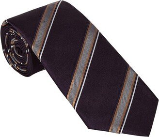 Textured striped silk tie