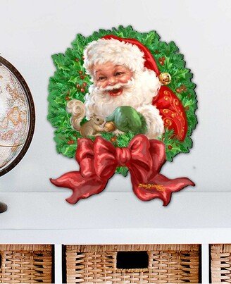 Santa Bow Wreath Christmas Holiday Outdoor Decor Large Ornament