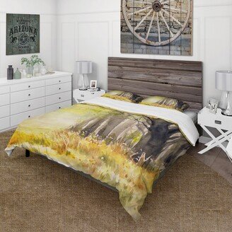 Designart 'Bright Sunshine Through The Forest Trees II' Traditional Duvet Cover Set