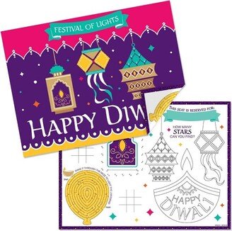 Big Dot of Happiness Happy Diwali - Paper Festival of Lights Party Coloring Sheets - Activity Placemats - Set of 16