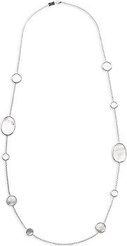 Sterling Silver Rock Candy Mother of Pearl Long Length Statement Necklace, 37