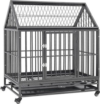 Dog Cage with Wheels and Roof Steel 36.2