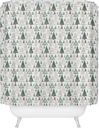 Coastal Studio Tree Farm Classic Christmas Shower Curtain Green