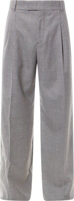 Houndstooth High-Waist Wide-Leg Trousers