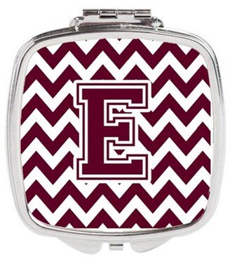 CJ1051-ESCM Letter E Chevron Maroon & White Compact Mirror, 3 x 0.3 x 2.75 in.