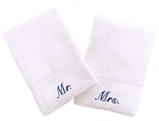 Mr. & Mrs. Embroidered Turkish Cotton Hand Towel - Set of 2
