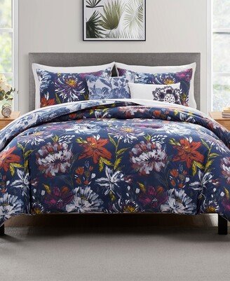 Danny Reversible Blue Floral 5-Piece Comforter Set, King