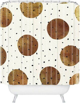 Georgiana Paraschiv Mixed Dots Shower Curtain Gold