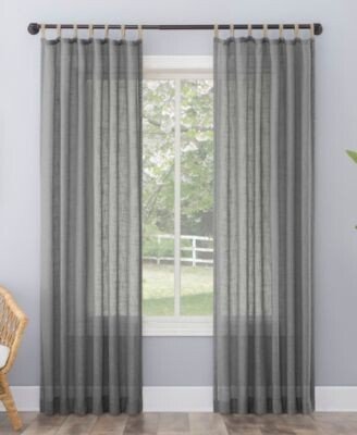 No. 918 Ceri Texture Jute Tabs Semi Sheer Tab Top Curtain Panel Collection