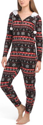 TJMAXX Hooded Brushed Fair Isle Snowflake Bodysuit For Women