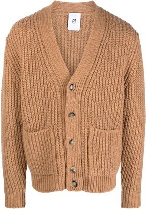 PT Torino V-neck ribbed cardigan