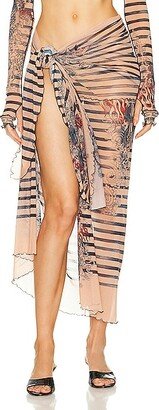 Printed Mariniere Tattoo Pareo in Nude