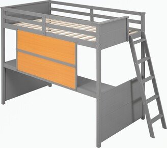 Twin size Loft Bed with Desk and Writing Board