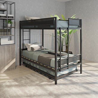 TONWIN Twin over twin bunk bed with trundle