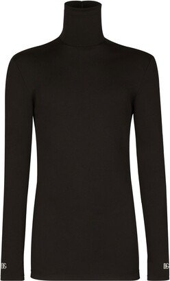 Roll-Neck Stretch-Knit Top