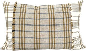 Designer Masaru in Golden Lumbar Pillow // Olive Green Plaid Throw Plaid Pillow High End Pillow Traditional